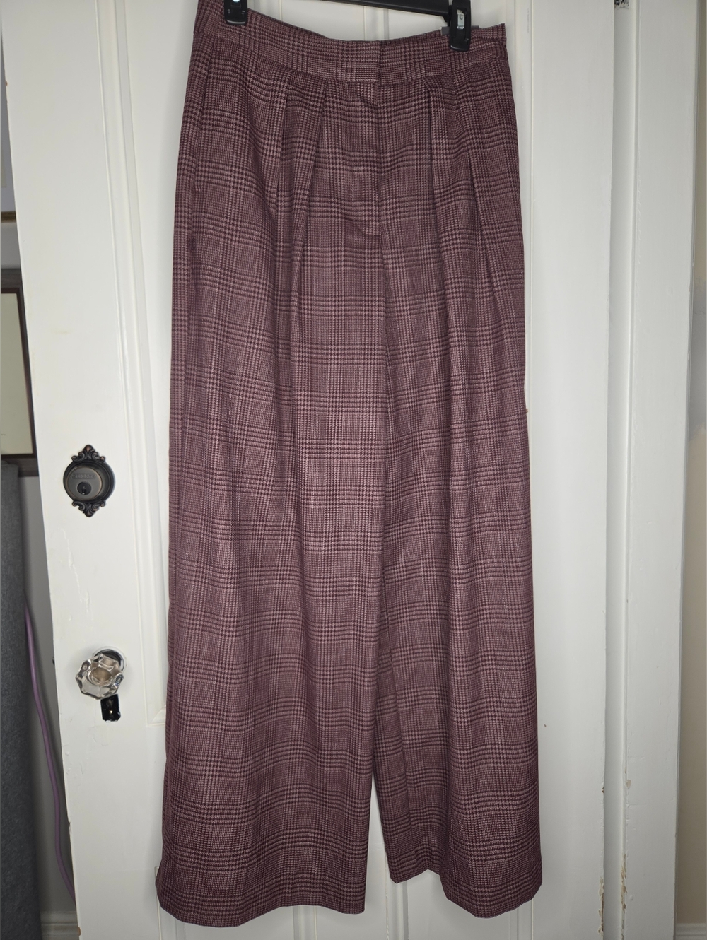 Worthington Burgundy Plaid Wide-Leg Trousers